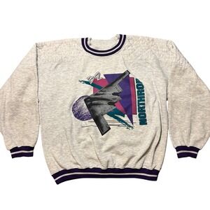 Vintage B-2 Stealth Bomber Northrop Crewneck USA Military 90s L